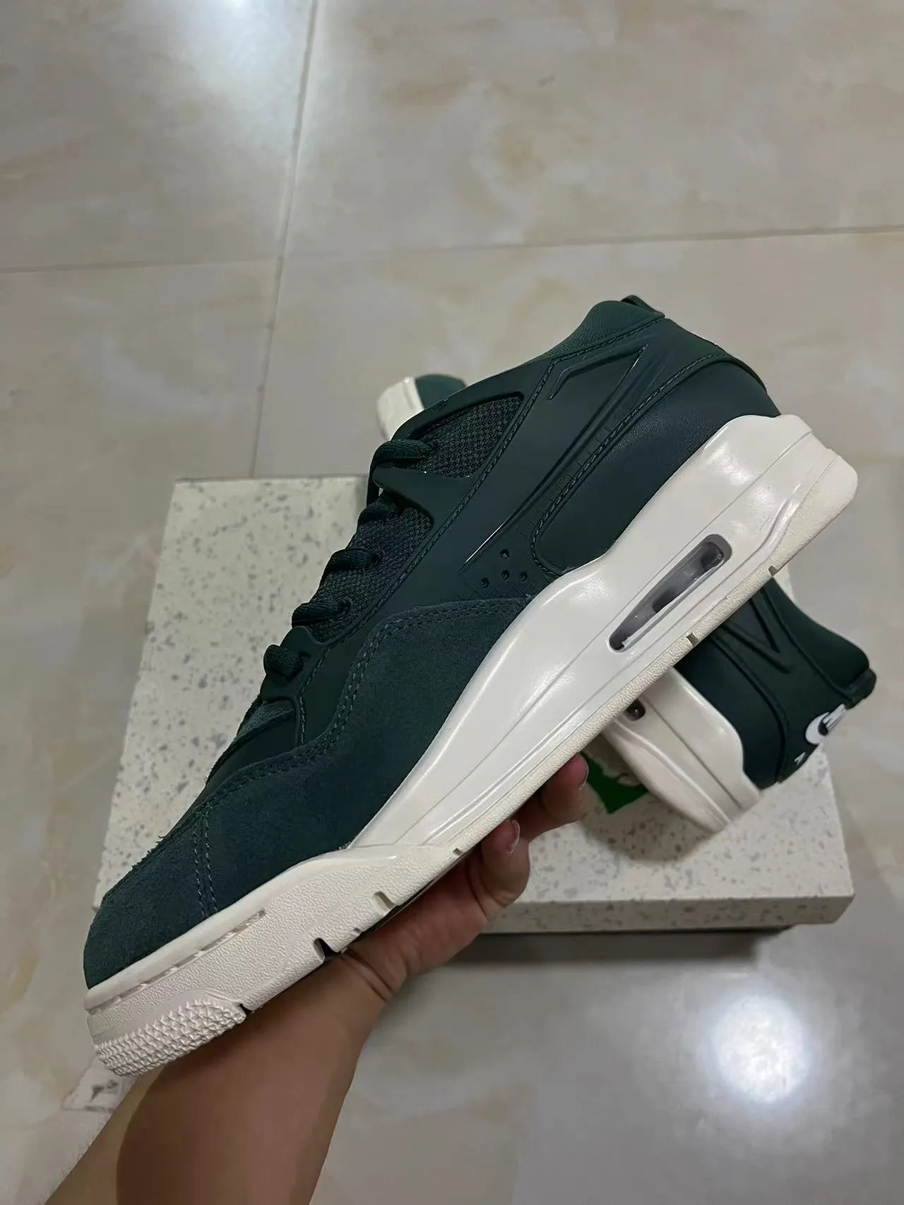 Nike Green White Layered Upper Suede And Mesh Construction Sneakers 5