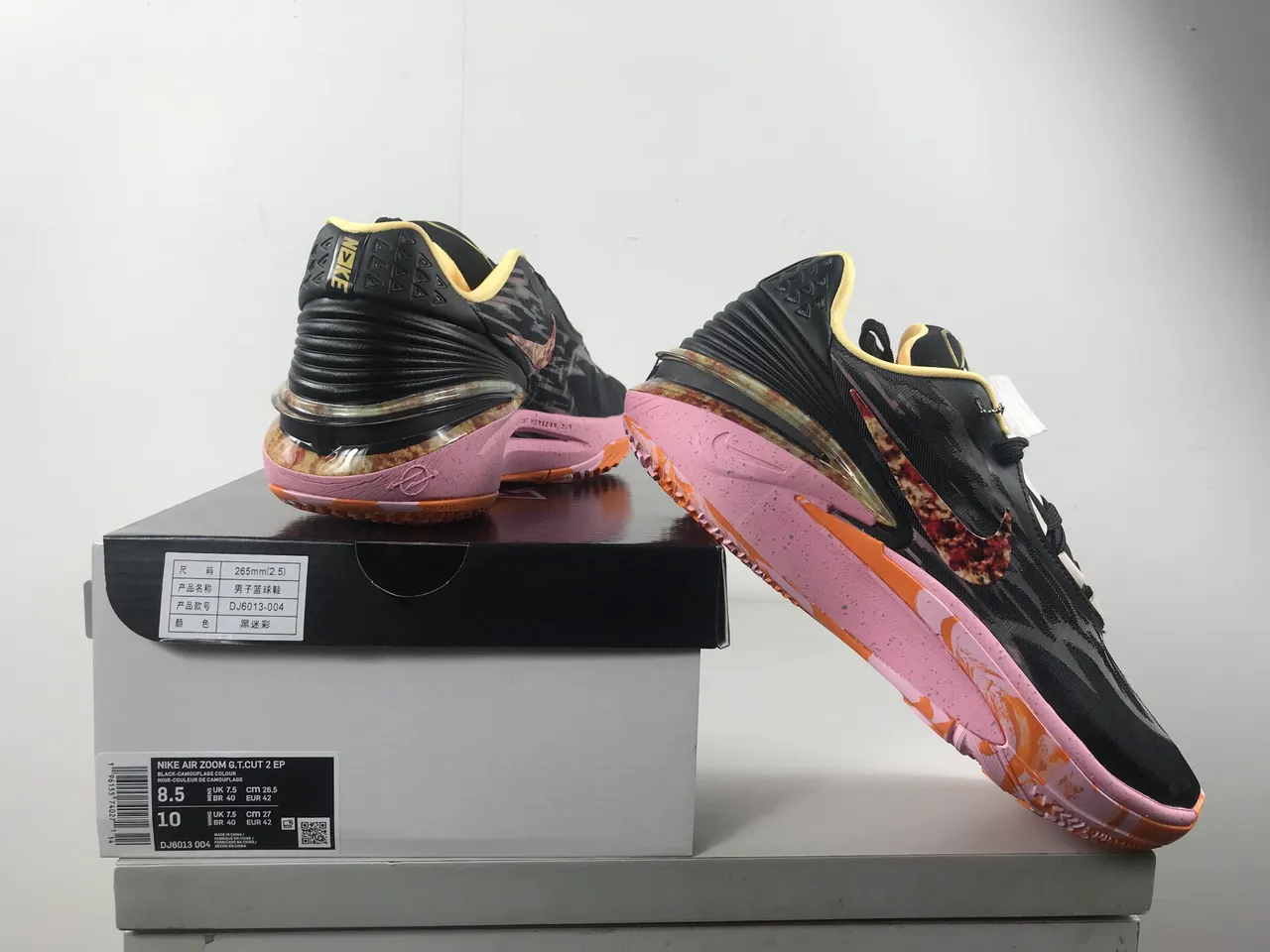 Nike GT Cut Black Camo Pink Orange Basketball Shoes 3