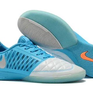 Nike Hyperfuse Indoor Blue White Cage-Style Synthetic Upper Quilted Toe Cap Indoor Soccer Shoes