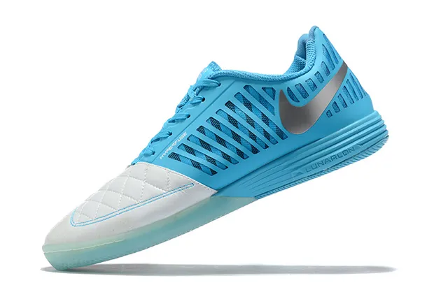 Nike Hyperfuse Sapatos de fútbol indoor Azul Branco Estilo Cage Upper Sintético Tapa de dedo acolchado Indoor 6