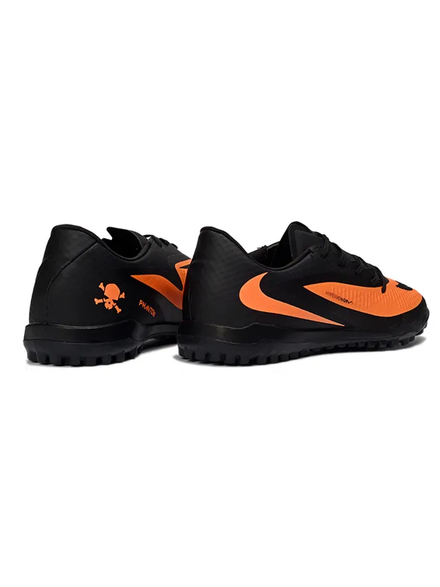 Nike Hypervenom Negro Naranja Low-Cut Sintético Texturizado Superior Césped Zapatos de Fútbol 5