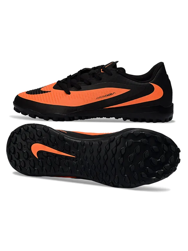 Nike Hypervenom Negro Naranja Low-Cut Sintético Texturizado Superior Césped Zapatos de Fútbol 6