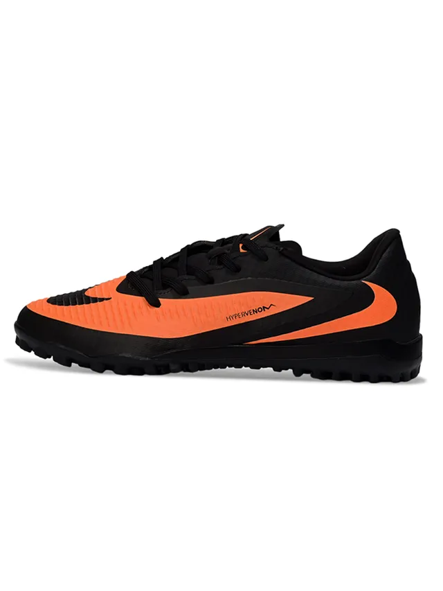 Nike Hypervenom Negro Naranja Low-Cut Sintético Texturizado Superior Césped Zapatos de Fútbol 7