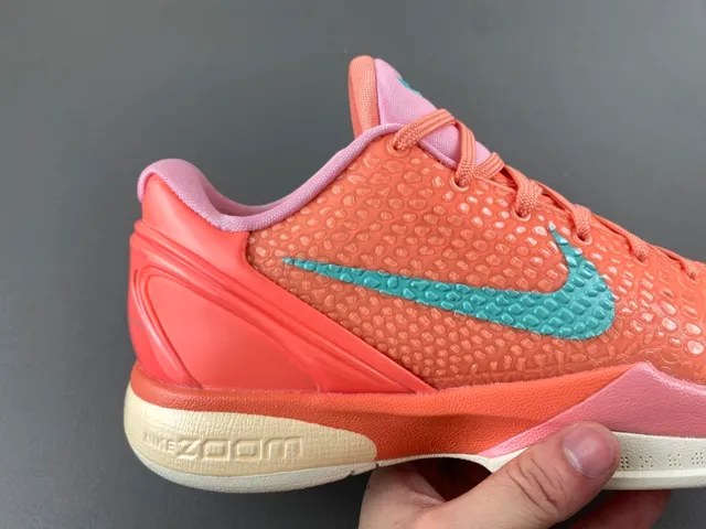 Nike Kobe Orange Pink Textured Pebbled Upper Low-Top Silhouette Basketball Shoes 3
