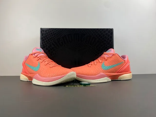 Nike Kobe Orange Pink Textured Pebbled Upper Low-Top Silhouette Basketball Shoes 14