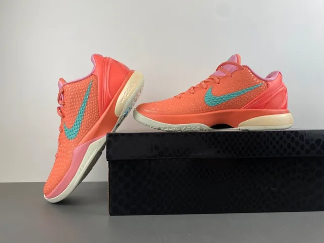 Nike Kobe Orange Pink Textured Pebbled Upper Low-Top Silhouette Basketball Shoes 15