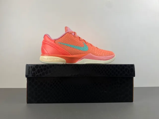 Nike Kobe Orange Pink Textured Pebbled Upper Low-Top Silhouette Basketball Shoes 16