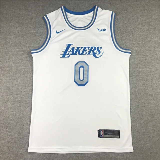 Nike Lakers City Edition Blanc avec Bordure Bleue 2