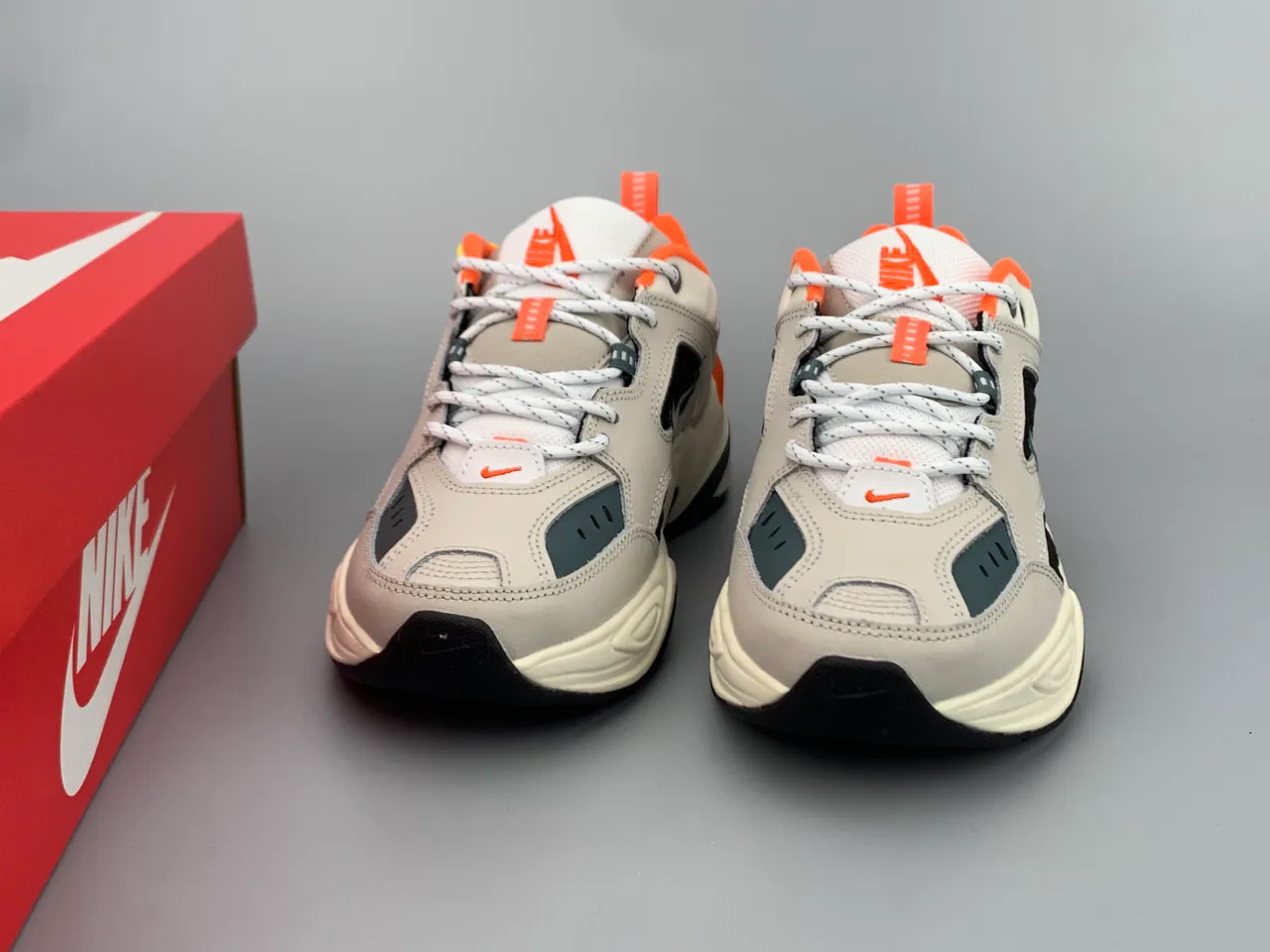 Nike M2K Tekno Beige Black Orange Chunky Sneakers 3