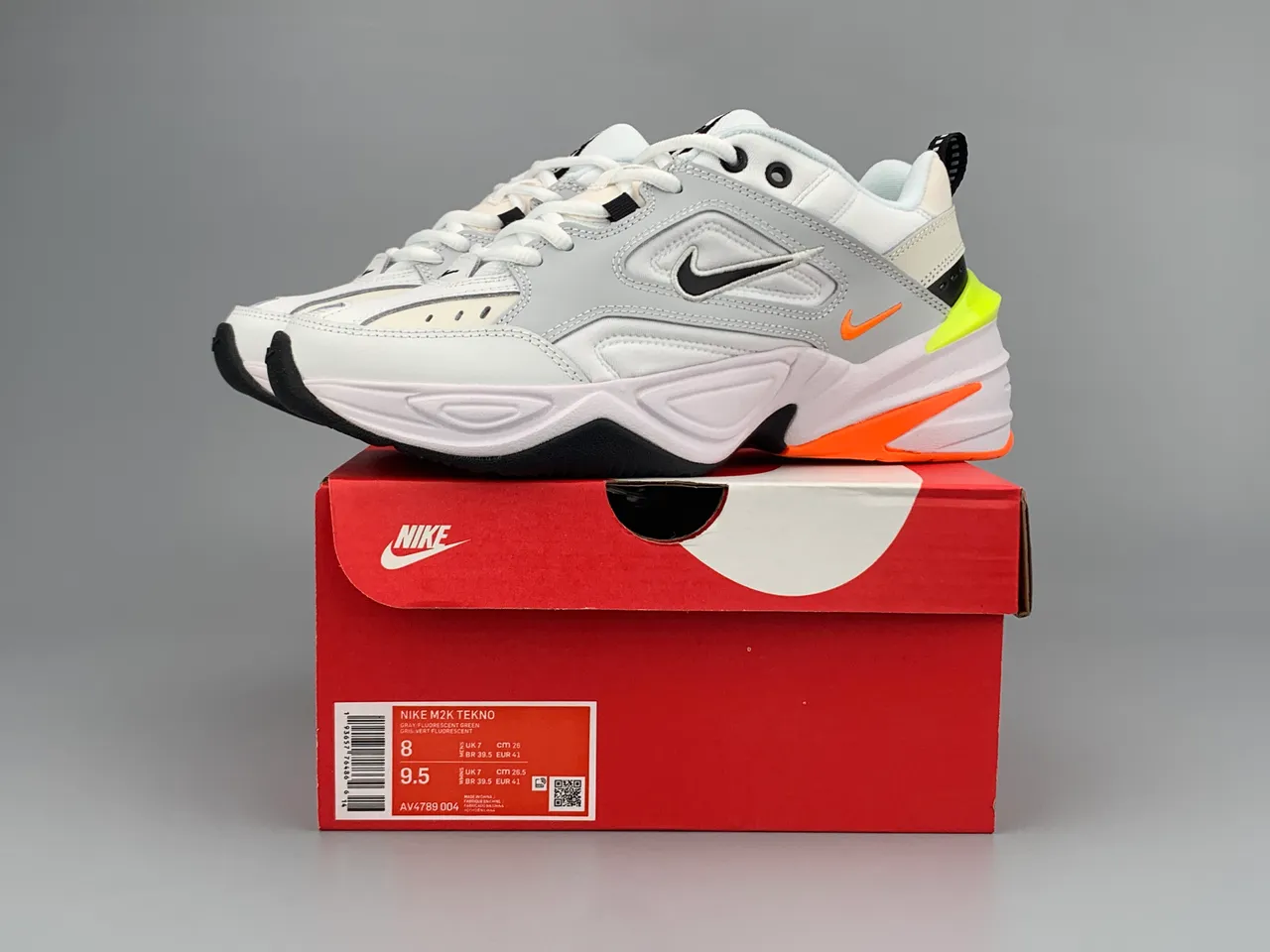 Nike M2K Tekno White Gray Orange Neon Chunky Sneakers 2