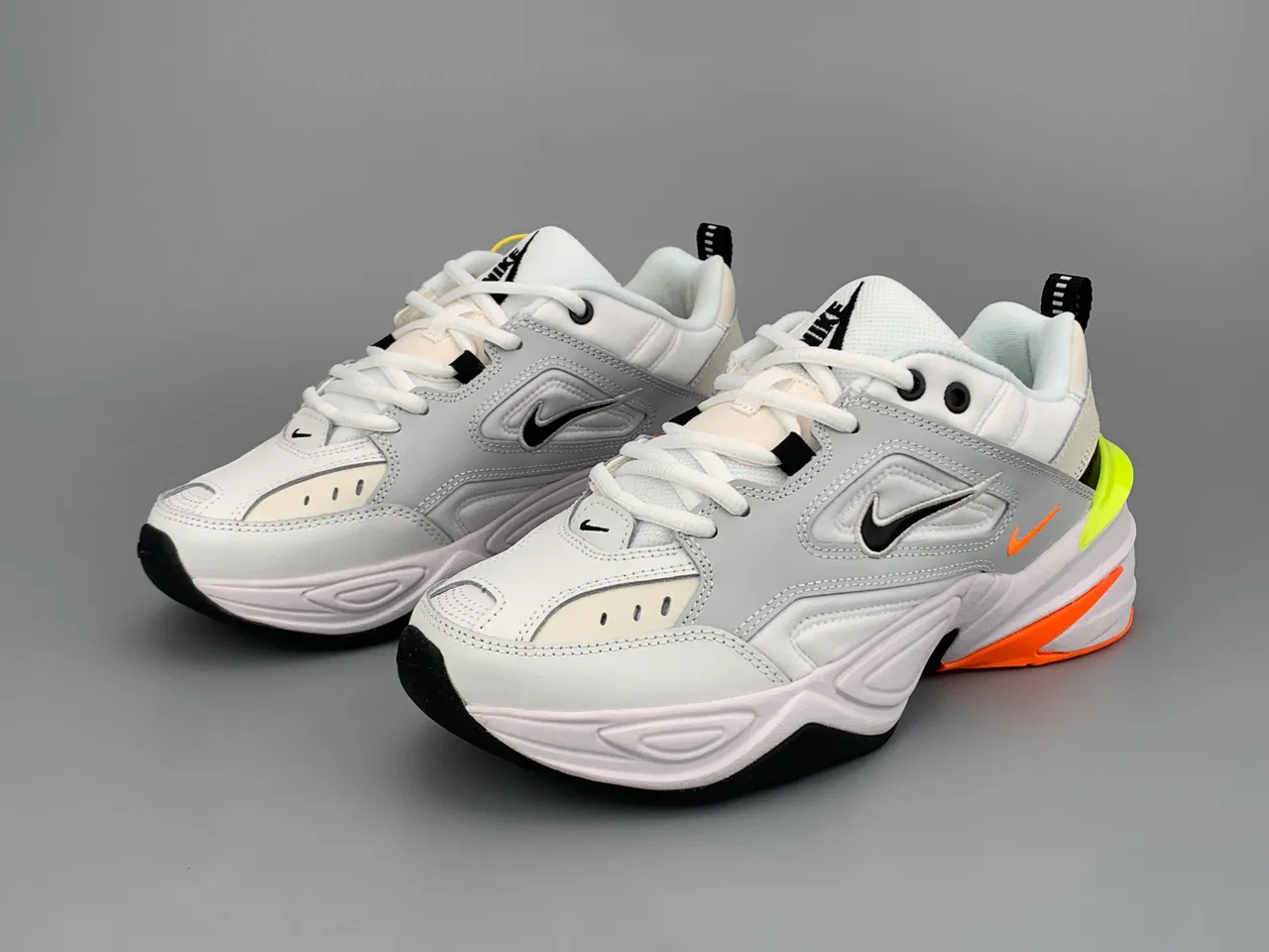 Nike M2K Tekno White Gray Orange Neon Chunky Sneakers 8
