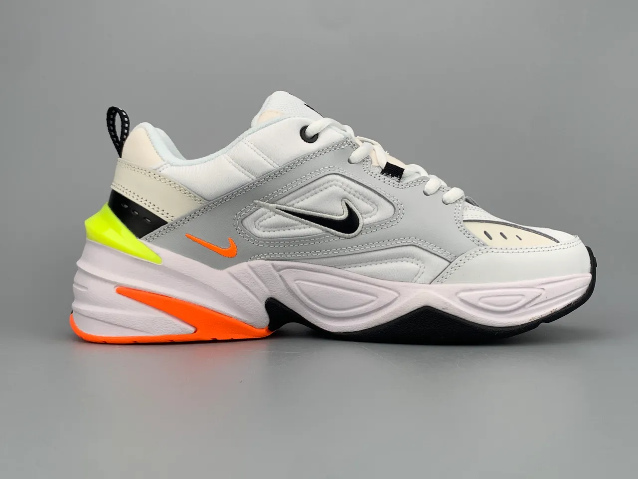 Nike M2K Tekno White Gray Orange Neon Chunky Sneakers 10