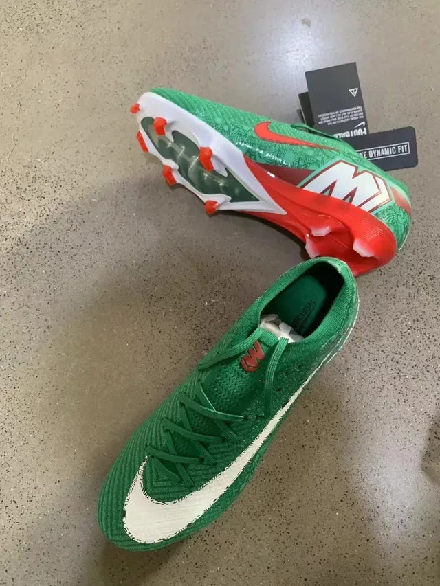 Nike Mercurial Air Zoom Vert Rouge Chaussures de Football pour Sol Ferme 3