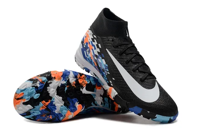 Nike Mercurial Noir Multicolore Haut Sock-Fit Graphique Pixelisé Chaussures de Football Turf 3