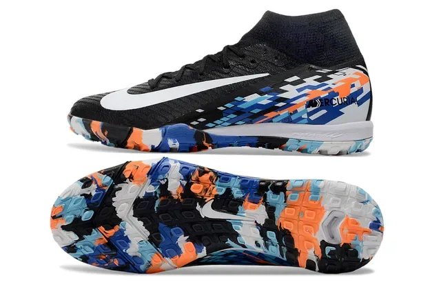 Nike Mercurial Noir Multicolore Haut Sock-Fit Graphique Pixelisé Chaussures de Football Turf 5