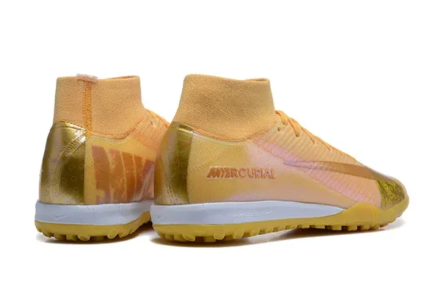 Nike Mercurial Or Beige Flyknit Upper High-Top Collar Turf Chaussures de Football 2
