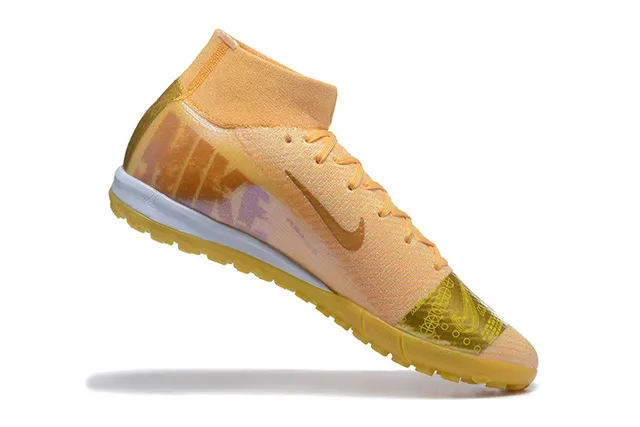 Nike Mercurial Or Beige Flyknit Upper High-Top Collar Turf Chaussures de Football 4