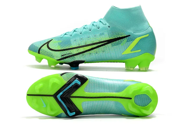 Nike Mercurial عالي القطع Flyknit أخضر ليمون نيون أرض صلبة أحذية كرة القدم 2