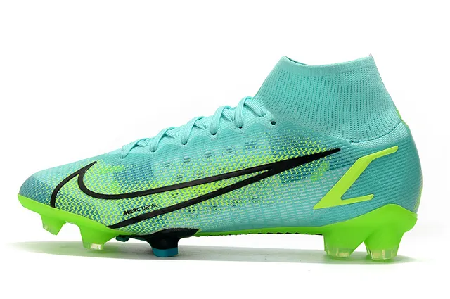 Nike Mercurial عالي القطع Flyknit أخضر ليمون نيون أرض صلبة أحذية كرة القدم 5