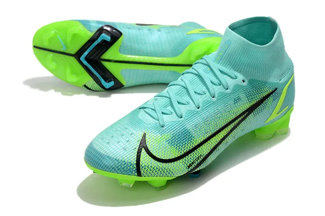 Nike Mercurial عالي القطع Flyknit أخضر ليمون نيون أرض صلبة أحذية كرة القدم 6