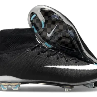Nike Mercurial Superfly কালো এবং সাদা কঠিন মাটি ফুটবল জুতা