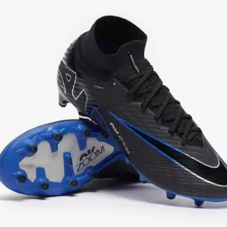 Nike Mercurial Vapor Black Blue High-Cut Flyknit Upper Zoom Soleplate Firm-Ground Soccer Shoes