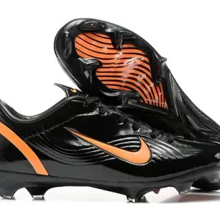 Nike Mercurial Vapor Black Orange Glossy Patent-Like Upper Firm-Ground Soccer Shoes