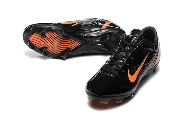 Nike Mercurial Vapor Black Orange Glossy Patent-Like Upper Firm-Ground Soccer Shoes 2