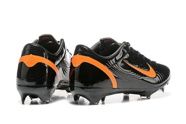 Nike Mercurial Vapor Black Orange Glossy Patent-Like Upper Firm-Ground Soccer Shoes 3