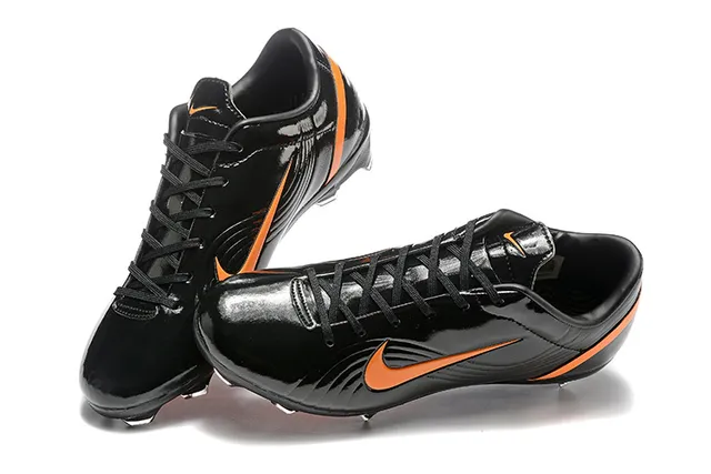 Nike Mercurial Vapor Black Orange Glossy Patent-Like Upper Firm-Ground Soccer Shoes 4