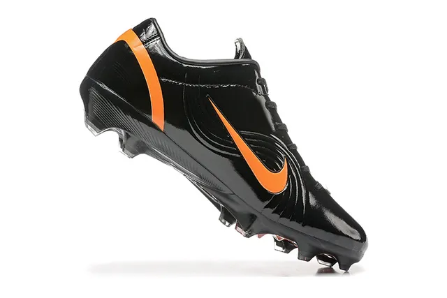 Nike Mercurial Vapor Black Orange Glossy Patent-Like Upper Firm-Ground Soccer Shoes 5