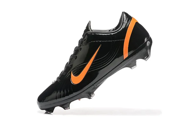 Nike Mercurial Vapor Black Orange Glossy Patent-Like Upper Firm-Ground Soccer Shoes 6