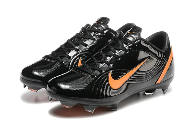 Nike Mercurial Vapor Black Orange Glossy Patent-Like Upper Firm-Ground Soccer Shoes 8