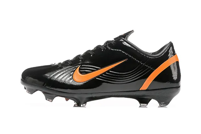 Nike Mercurial Vapor Black Orange Glossy Patent-Like Upper Firm-Ground Soccer Shoes 10