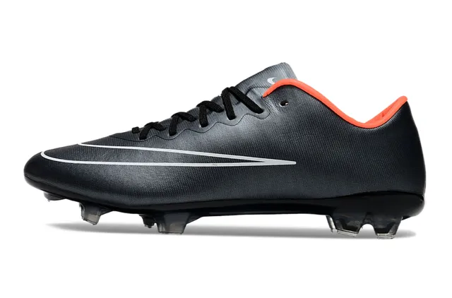 Nike Mercurial Vapor Black Orange Silver Firm-Ground Soccer Shoes 7