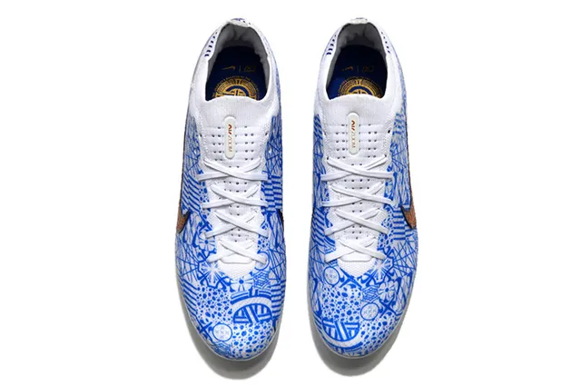 Nike Mercurial Vapor Chaussures de football à graphique d'art de ligne bleue sur terrain ferme 2