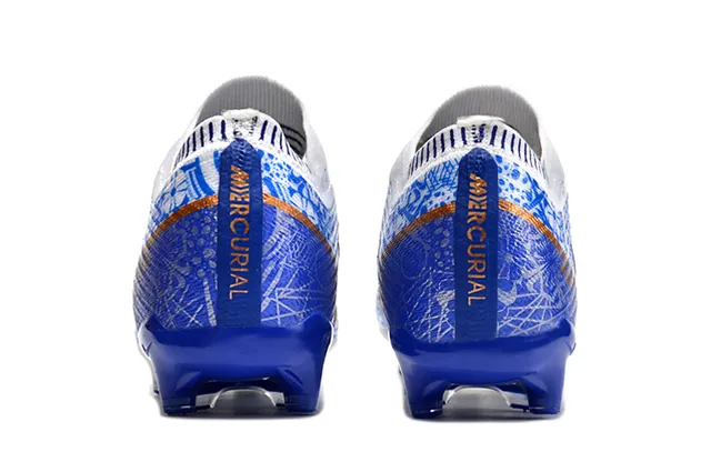 Nike Mercurial Vapor Chaussures de football à graphique d'art de ligne bleue sur terrain ferme 4