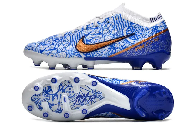 Nike Mercurial Vapor Chaussures de football à graphique d'art de ligne bleue sur terrain ferme 5