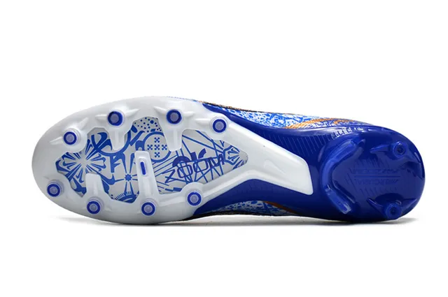 Nike Mercurial Vapor Chaussures de football à graphique d'art de ligne bleue sur terrain ferme 6