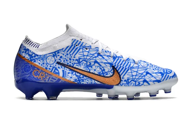 Nike Mercurial Vapor Chaussures de football à graphique d'art de ligne bleue sur terrain ferme 7