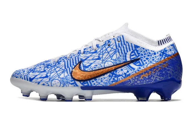 Nike Mercurial Vapor Chaussures de football à graphique d'art de ligne bleue sur terrain ferme 8