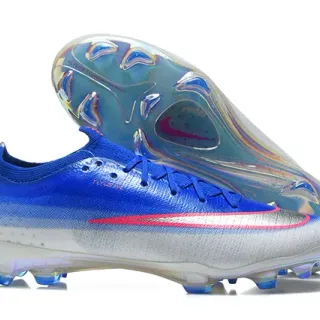 Nike Mercurial Vapor Blue Silver Flyknit Upper Iridescent Sole Firm-Ground Soccer Shoes