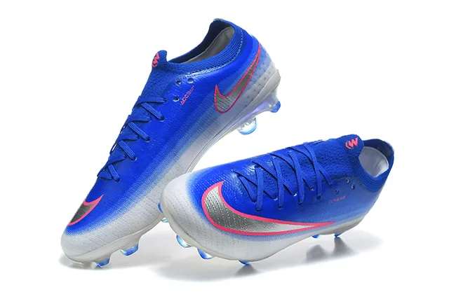 Nike Mercurial Vapor Blue Silver Flyknit Upper Iridescent Sole Firm-Ground Soccer Shoes 2