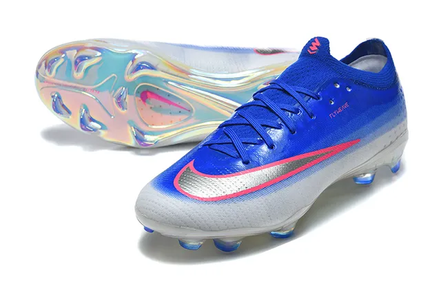Nike Mercurial Vapor Blue Silver Flyknit Upper Iridescent Sole Firm-Ground Soccer Shoes 6