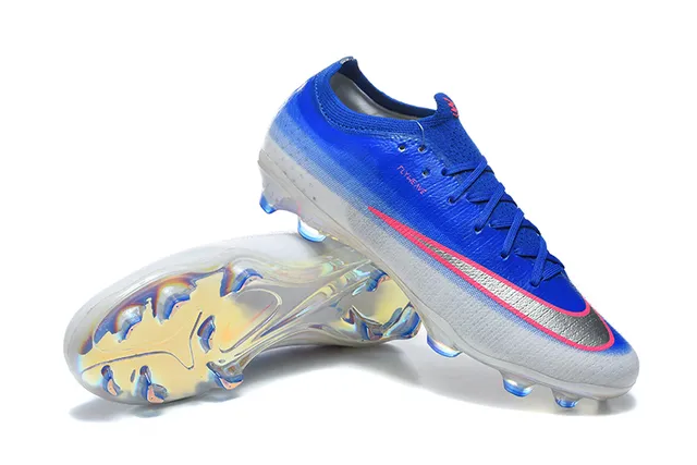 Nike Mercurial Vapor Blue Silver Flyknit Upper Iridescent Sole Firm-Ground Soccer Shoes 7