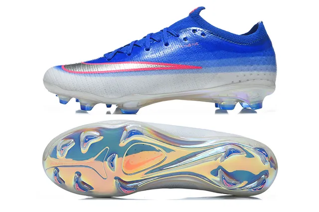 Nike Mercurial Vapor Blue Silver Flyknit Upper Iridescent Sole Firm-Ground Soccer Shoes 9
