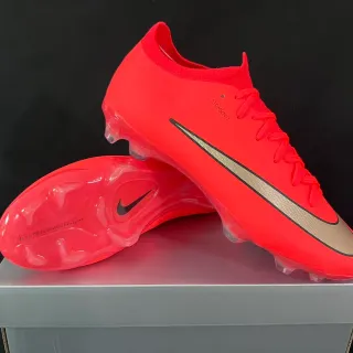 Nike Mercurial Vapor Red Gold Low-Cut Sock-Fit Collar Atomknit Upper Firm-Ground Soccer Shoes
