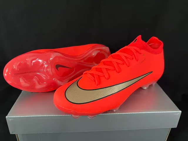 Nike Mercurial Vapor Red Gold Low-Cut Sock-Fit Collar Atomknit Upper Firm-Ground Soccer Shoes 2