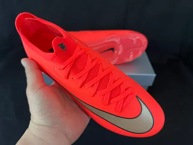 Nike Mercurial Vapor Red Gold Low-Cut Sock-Fit Collar Atomknit Upper Firm-Ground Soccer Shoes 7