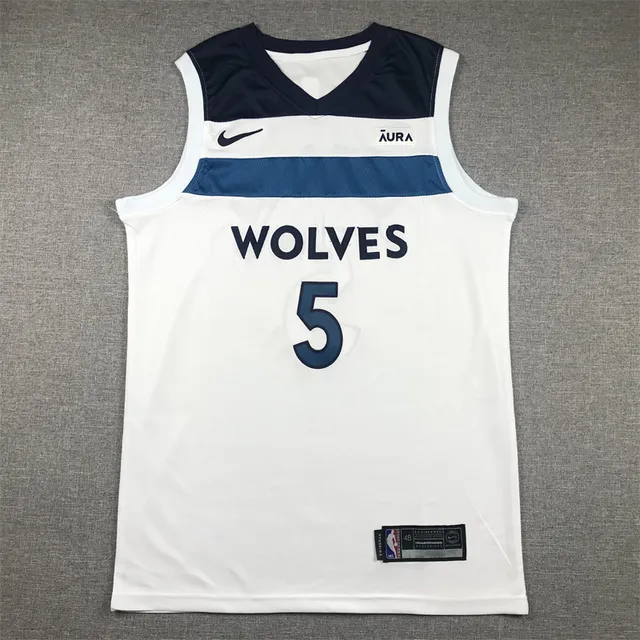 Nike Minnesota Timberwolves Anthony Edwards #5 Blanc Marine V-Neck Sans Manches Panneaux contrastés Maillot 2